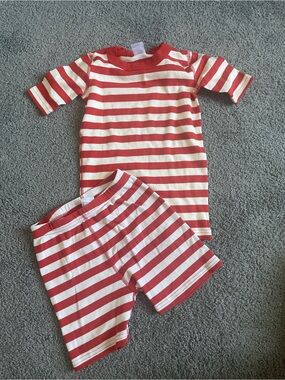 Hanna Andersson HannaJams Kids Short John PJ Set size 8 Orange Stripe